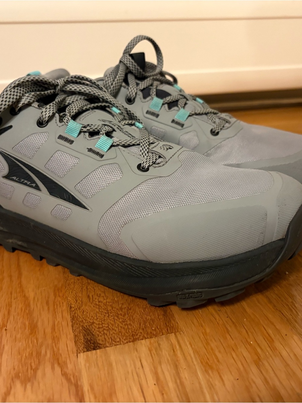 Altra Women’s Gray Trail Running Shoes with Aqua Accents